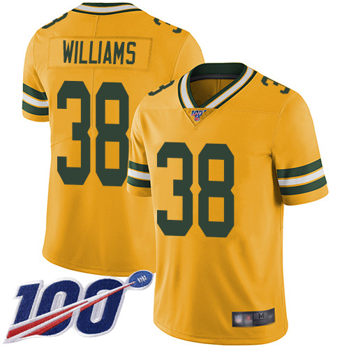 Green Bay Packers Limited Gold Men #38 Williams Tramon Jersey Nike NFL 100th Season Rush Vapor Untouchable